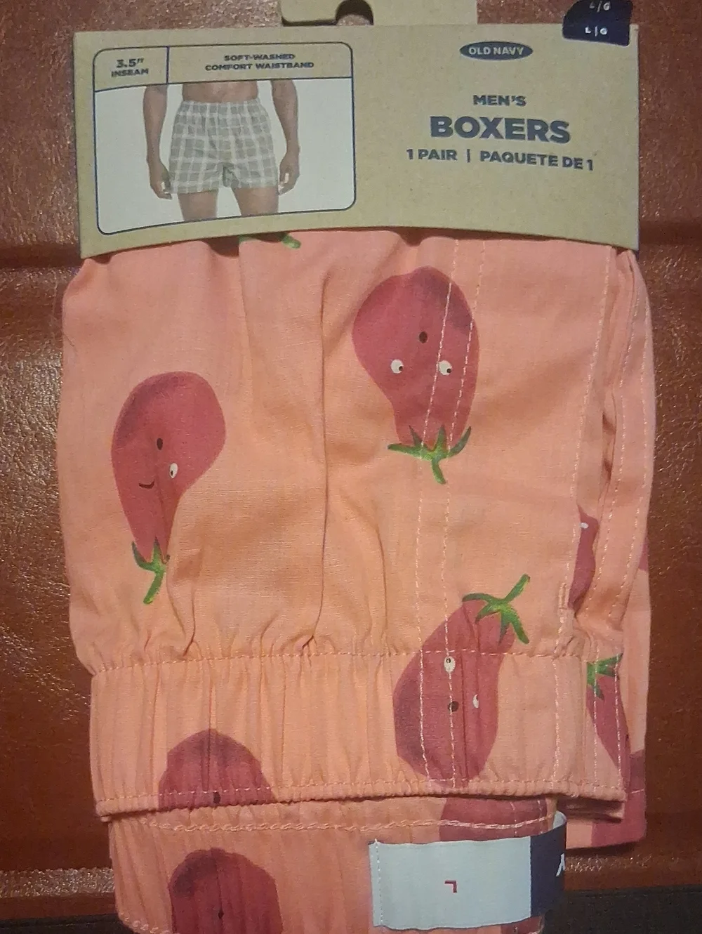 Old Navy Men's Pink Boxers with Eggplant Print L